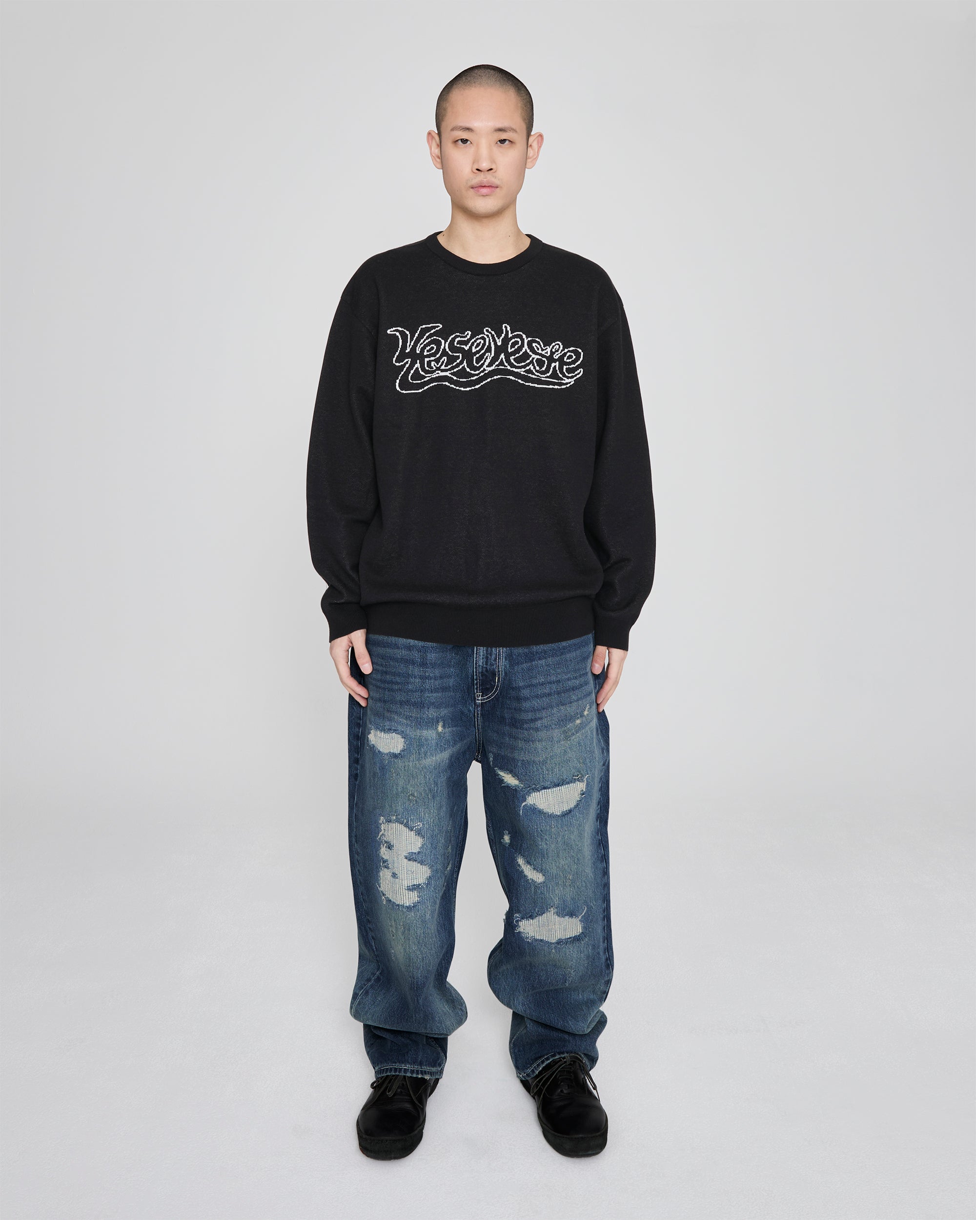 yeseyesee - Snail Logo Long Sleeve Knit Pullover (Black) product image 7 | TRAB K-Fashion Australia