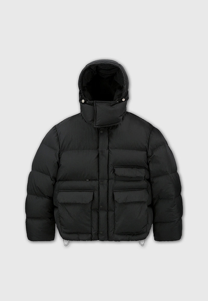 Tonywack - Technical Shell Short Puffer Down Jacket (Detachable Hood) (Black) product image 11 | TRAB K-Fashion Australia