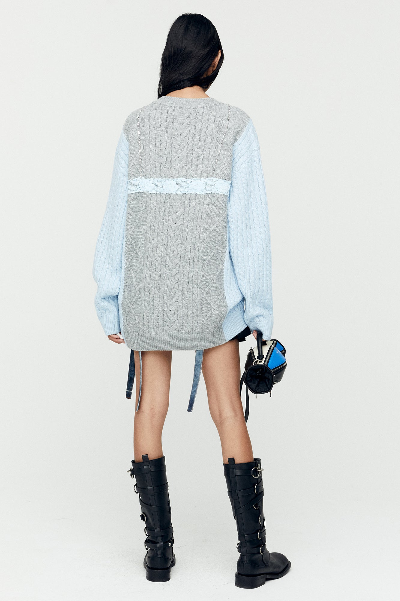 Andersson Bell - Lace Lingerie Boyfriend-Fit Knit (Grey) product image 2 | TRAB K-Fashion Australia