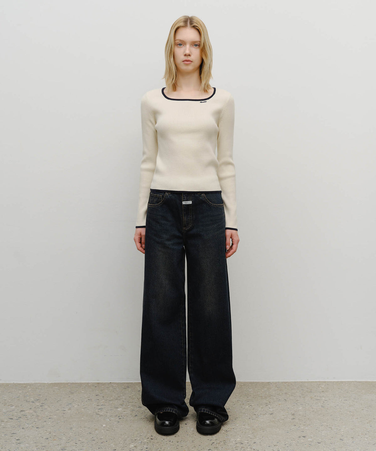Marithe & Francois Girbaud - Vintage Washed Denim Pants (Dark Blue) product image 3 | TRAB K-Fashion Australia