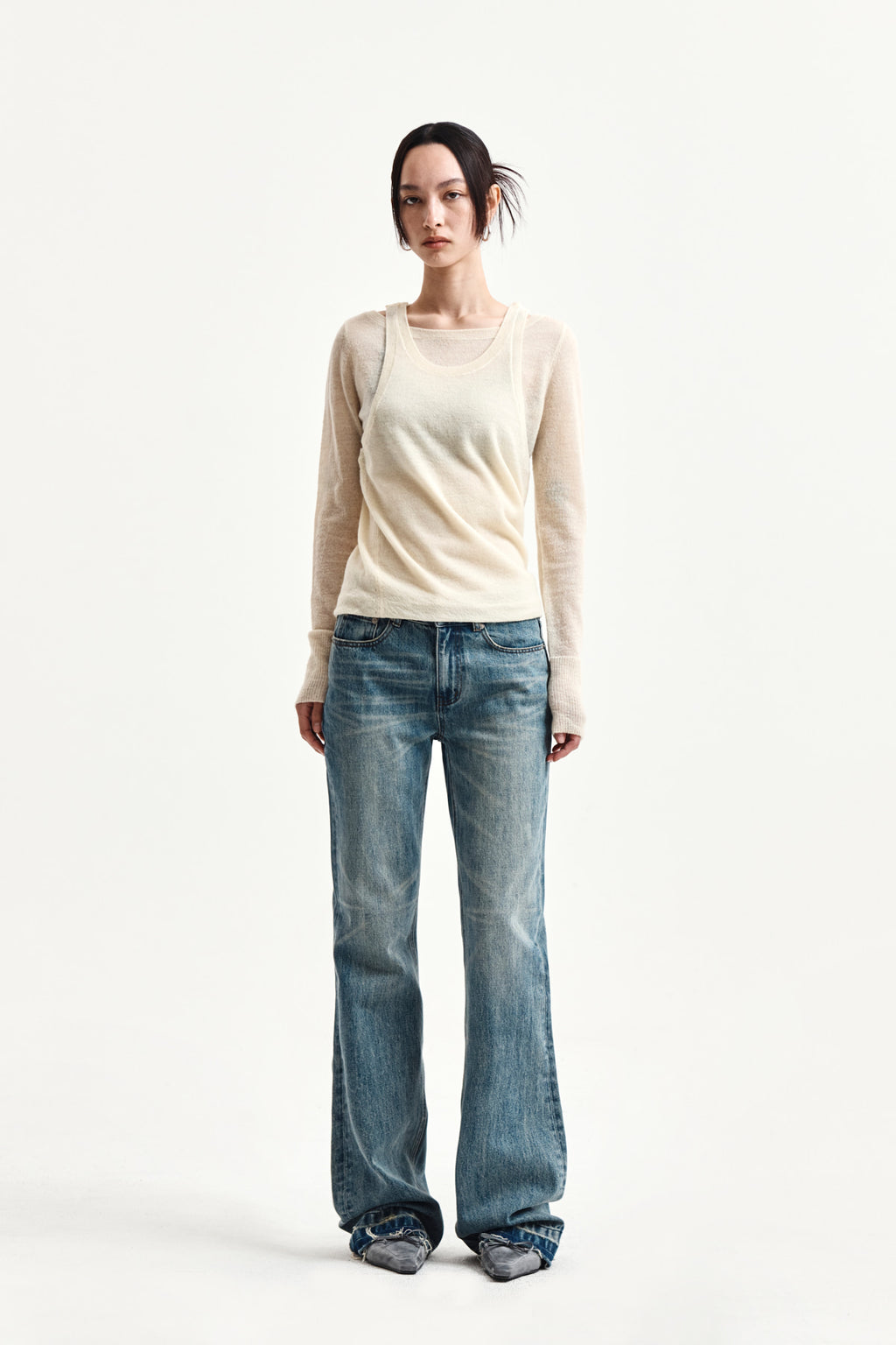 Matin Kim - Mohair Layered Knit Pullover (Light Yellow) product image 15 | TRAB K-Fashion Australia