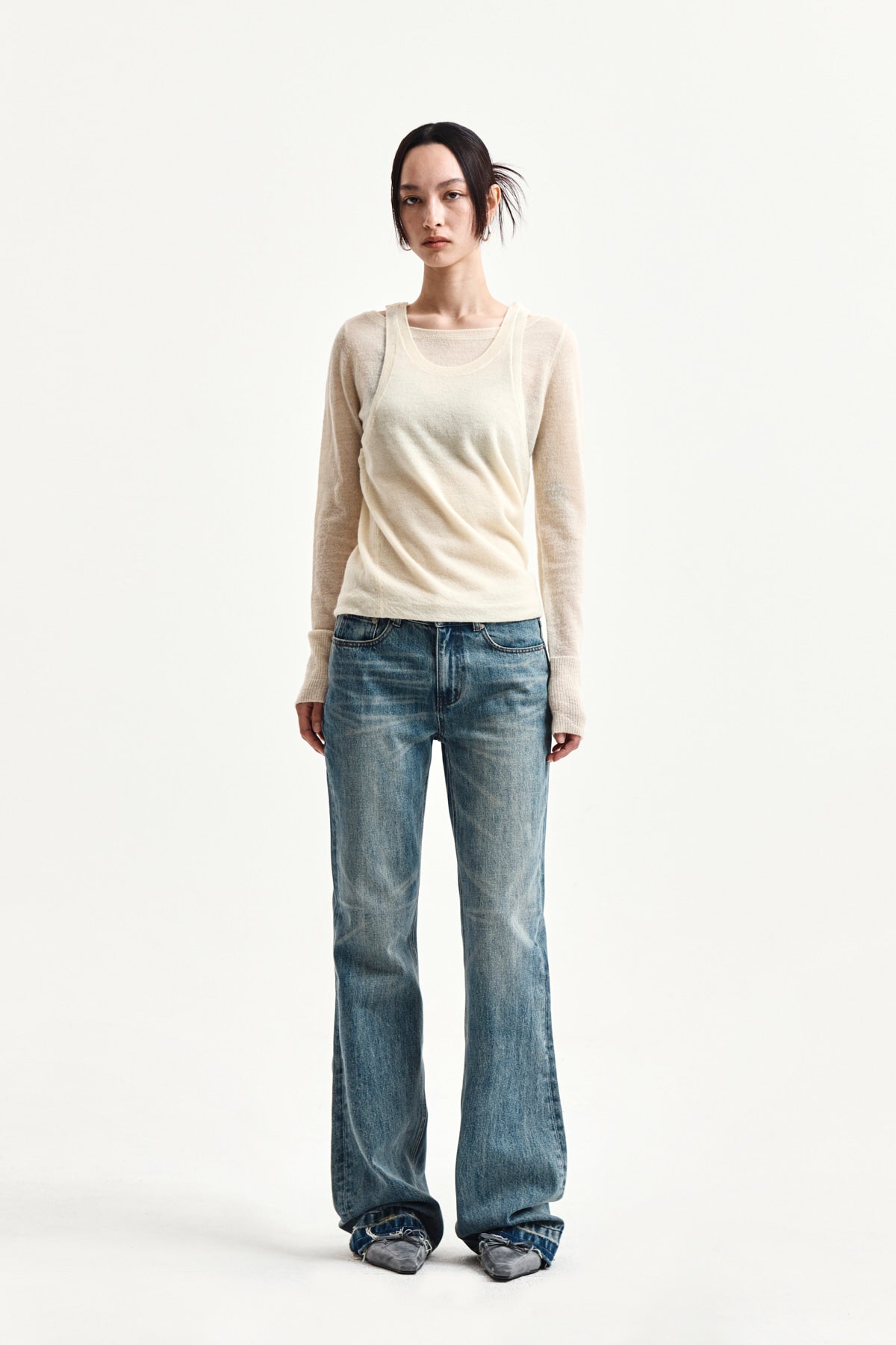 Matin Kim - Mohair Layered Knit Pullover (Light Yellow) product image 15 | TRAB K-Fashion Australia