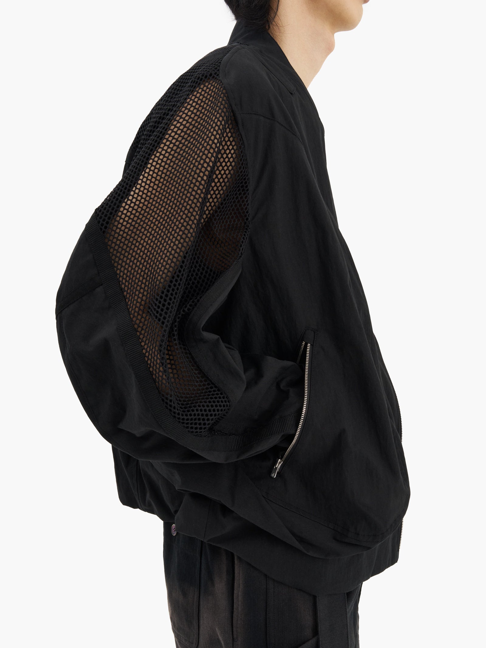 Jiyong Kim - Draped Pocket Mesh Sleeve Jacket (Black) product image 5 | TRAB K-Fashion Australia
