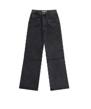 Coyseio - Flower Snap Denim Pants (Black) product image 1 | TRAB K-Fashion Australia