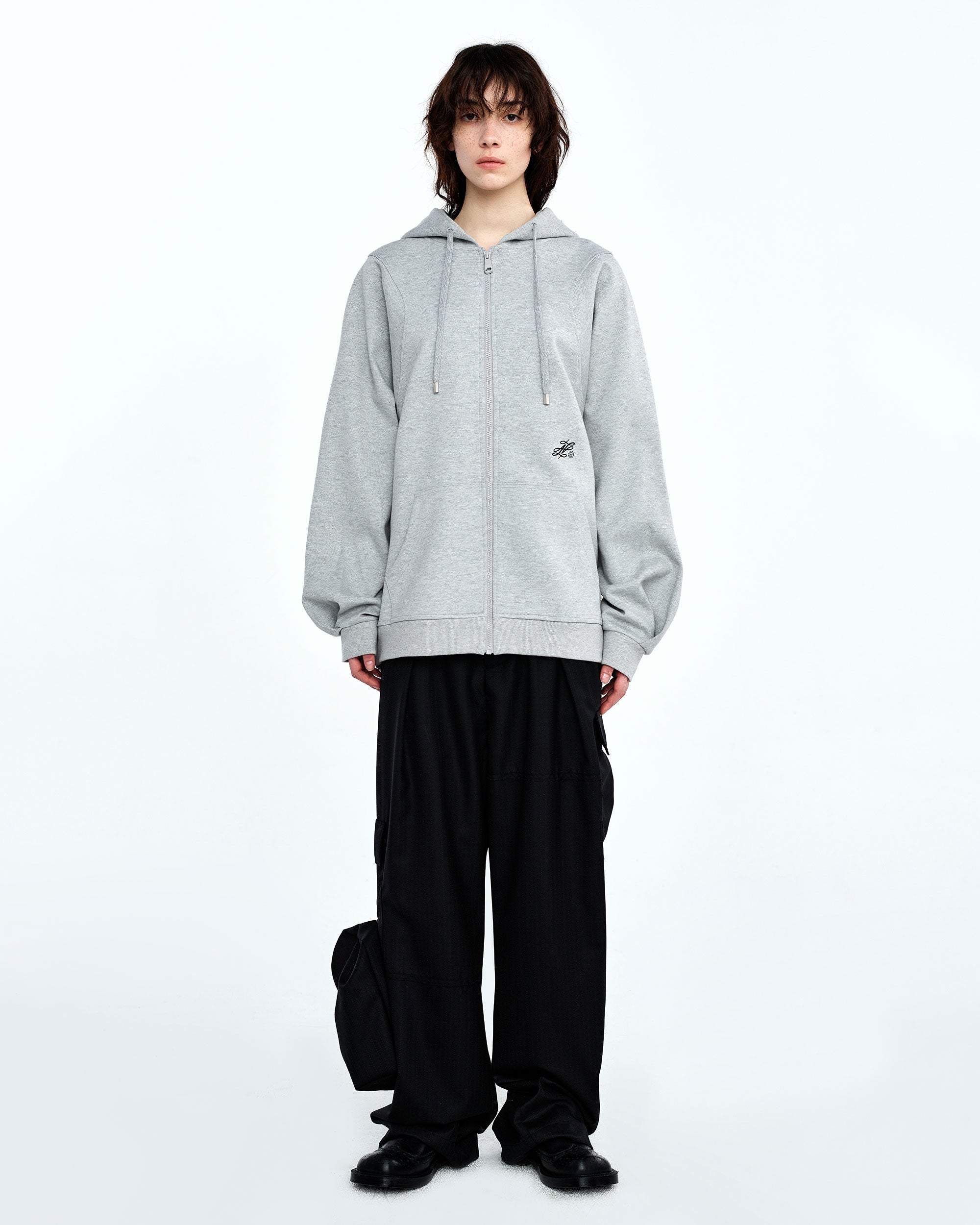 Ader Error - Dancy logo hoodie zip-up (Gray) product image 3 | TRAB K-Fashion Australia