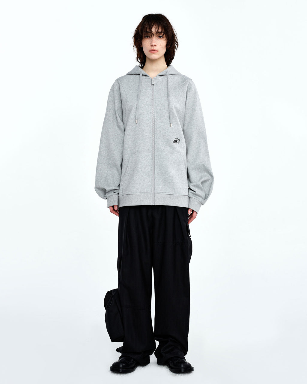 Ader Error - Dancy logo hoodie zip-up (Gray) product image 3 | TRAB K-Fashion Australia