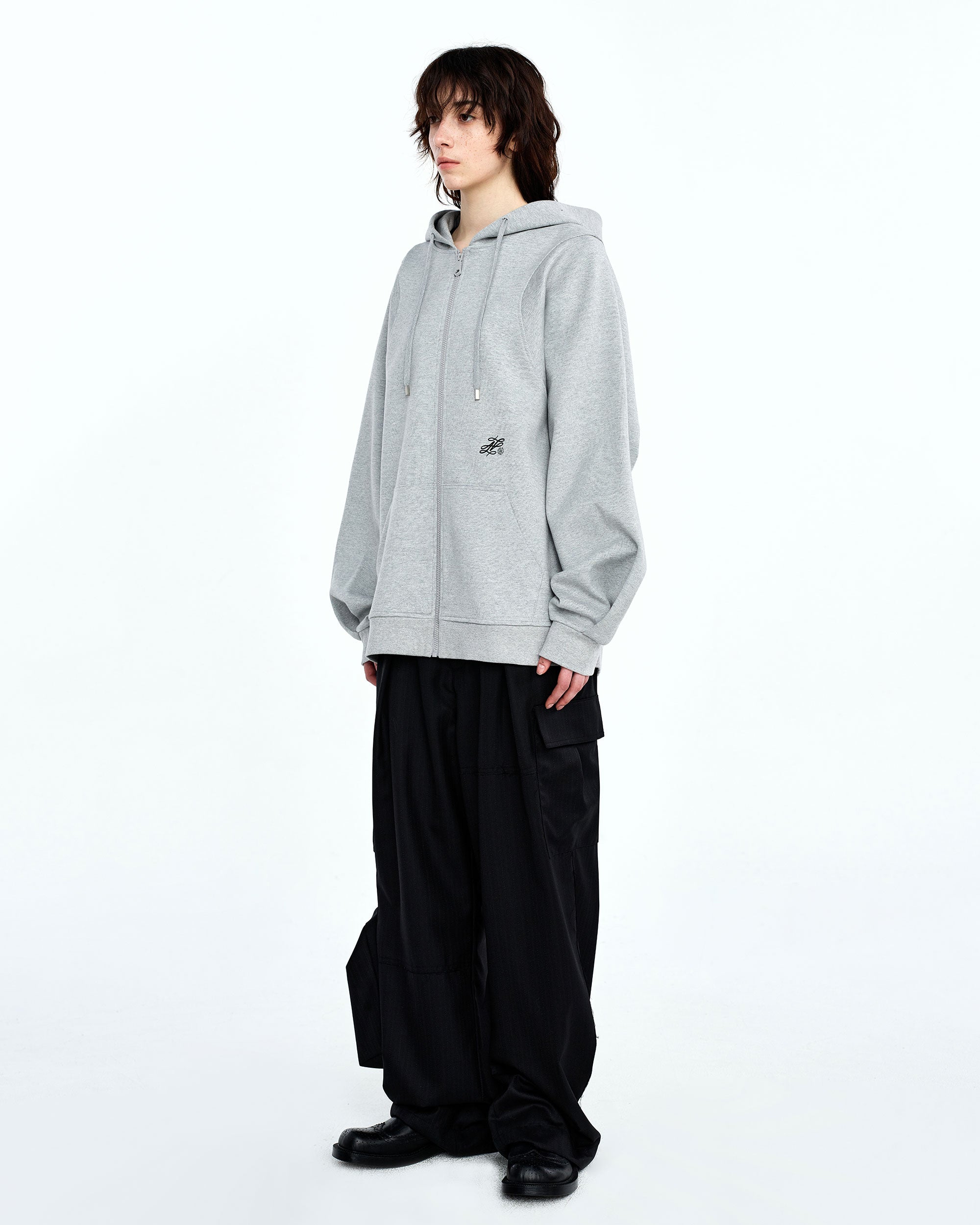 Ader Error - Dancy logo hoodie zip-up (Gray) product image 4 | TRAB K-Fashion Australia