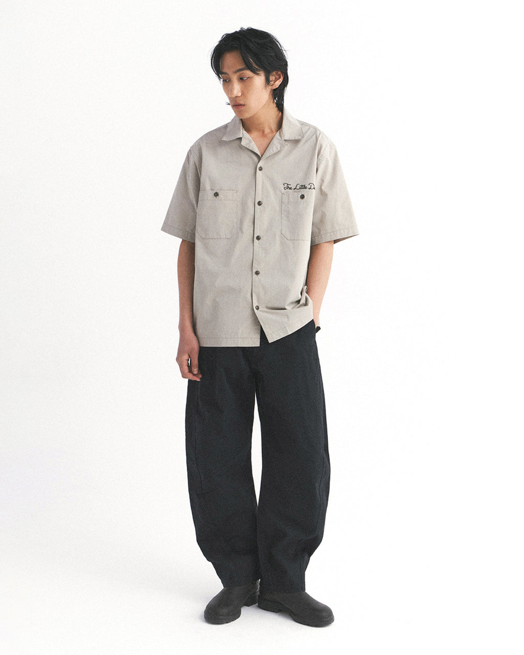 Eastlogue - Embroidered Work Half Shirts (Sand) product image 1 | TRAB K-Fashion Australia