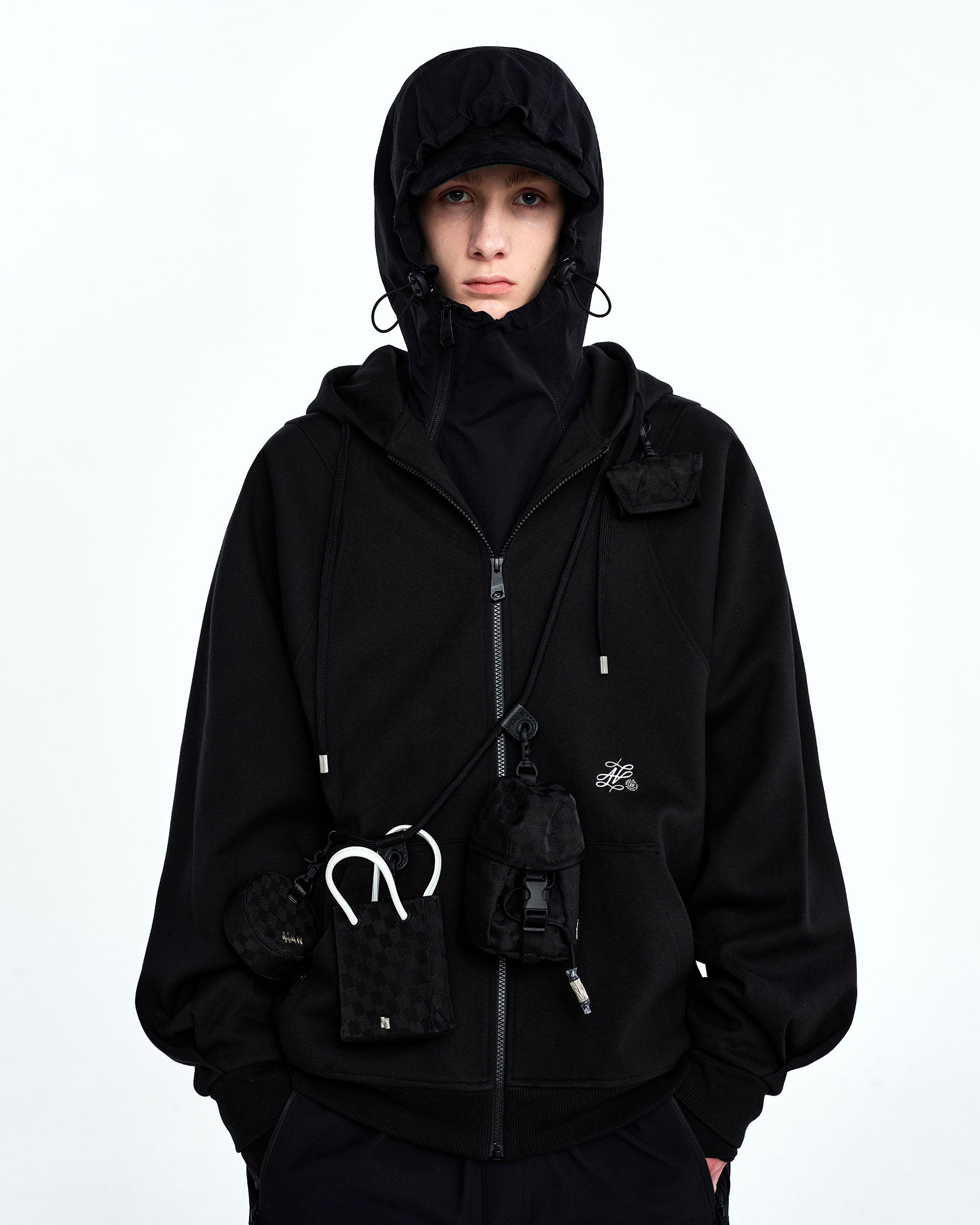 Ader Error - Dancy logo hoodie zip-up (Noir) product image 2 | TRAB K-Fashion Australia