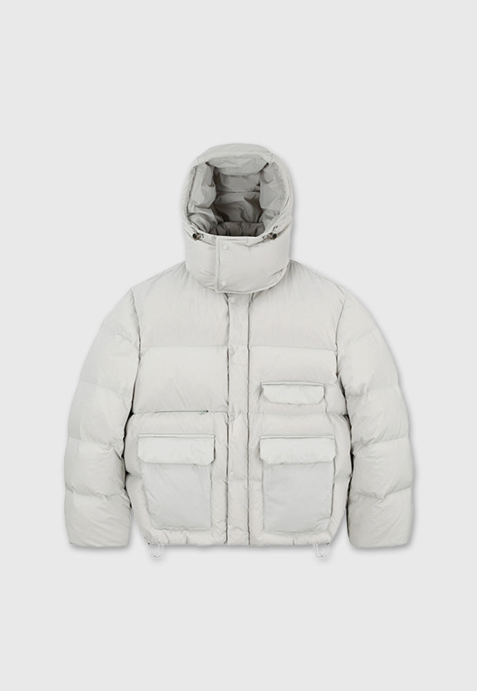 Tonywack - Technical Shell Short Puffer Down Jacket (Detachable Hood) (Pale Gery) product image 11 | TRAB K-Fashion Australia