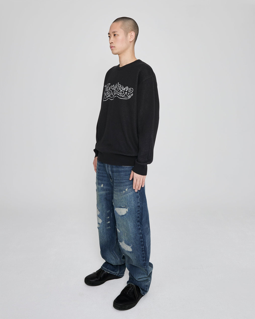 yeseyesee - Distressed 5 Pockets Denim Pants (Medium Indigo) product image 8 | TRAB K-Fashion Australia