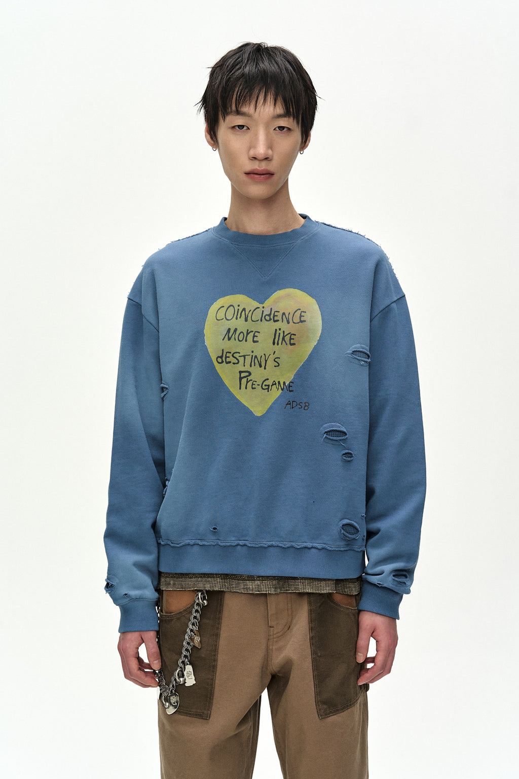 Andersson Bell - (essential) Unisex Spray Washed Heart Message Sweatshirt (sky Blue) (Sky Blue) product image 4 | TRAB K-Fashion Australia