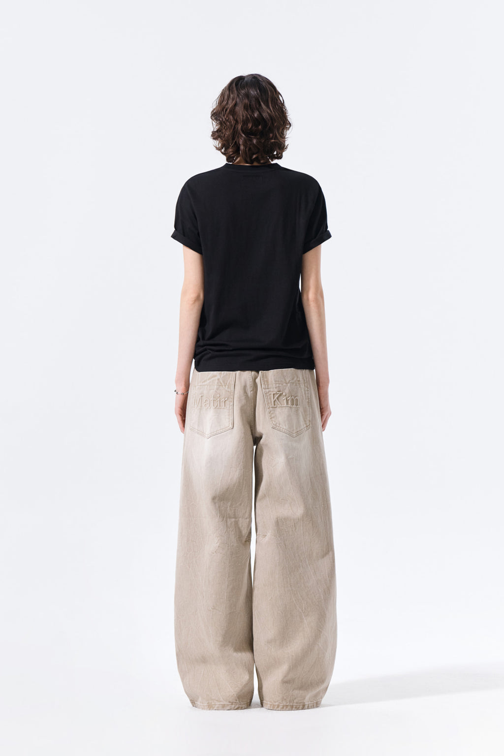 Matin Kim - Back Logo Washed Denim Pants (Beige) product image 8 | TRAB K-Fashion Australia