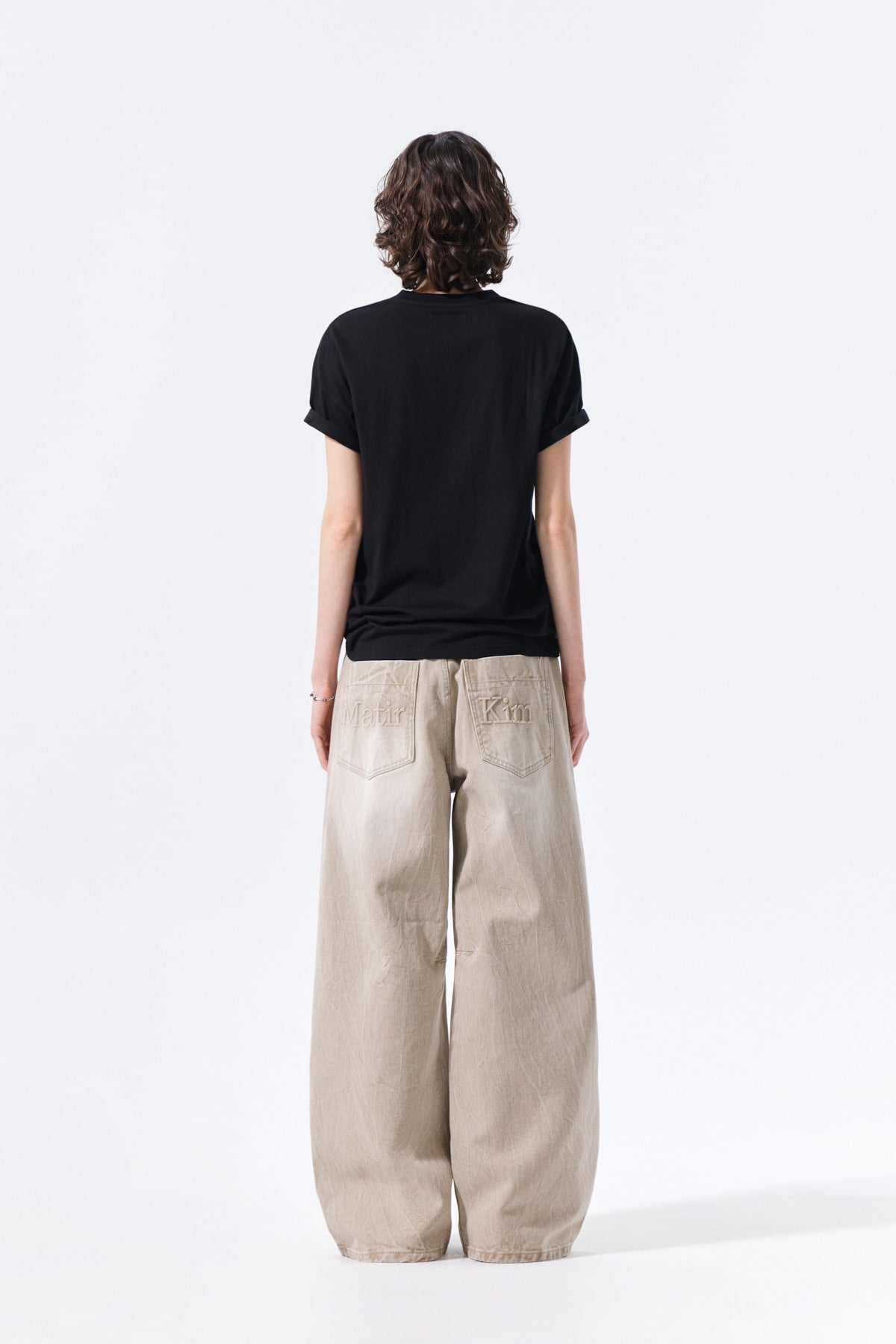 Matin Kim - Back Logo Washed Denim Pants (Beige) product image 8 | TRAB K-Fashion Australia