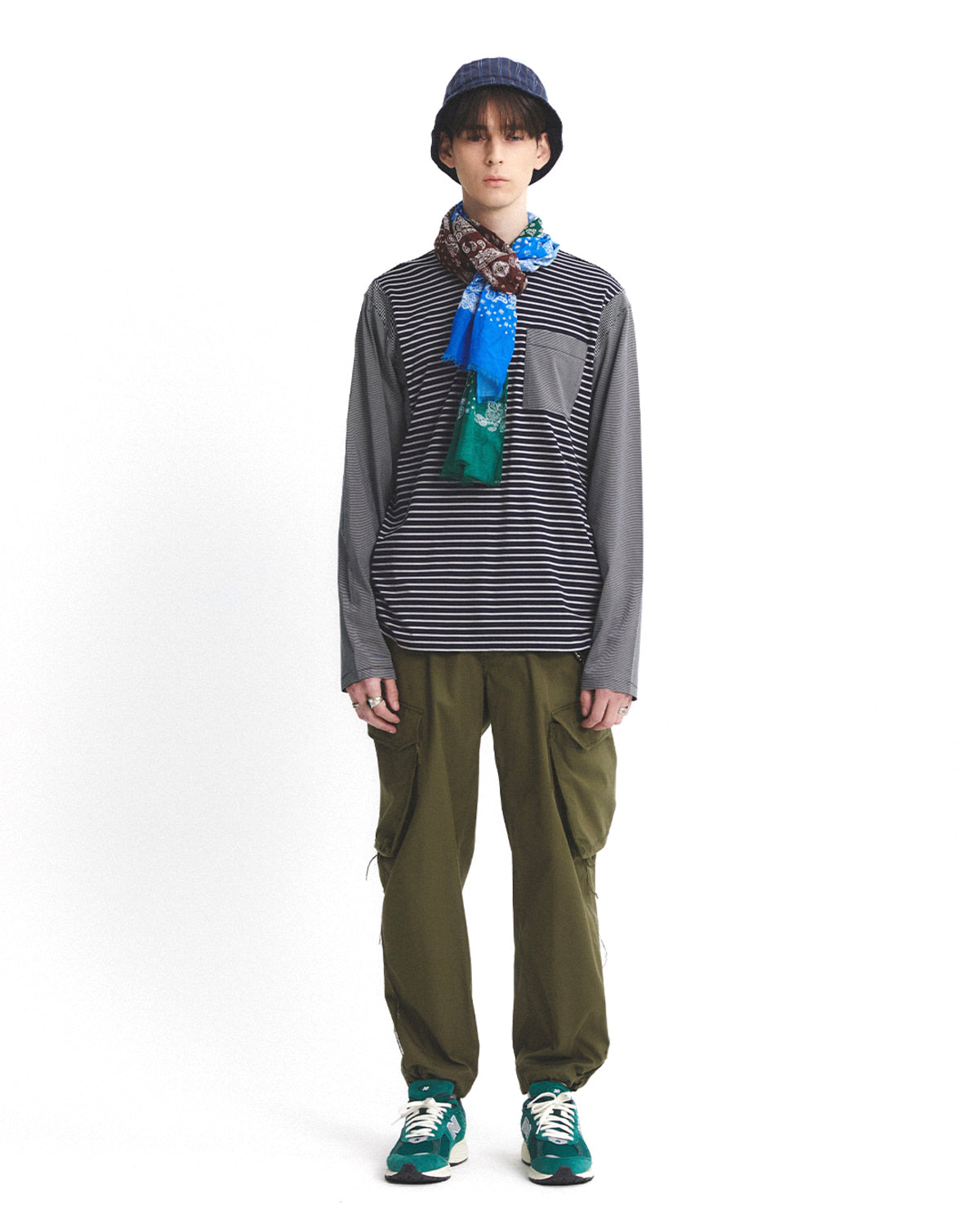 Eastlogue - Silk Scarf (Green & Brown & Blue) product image 1 | TRAB K-Fashion Australia