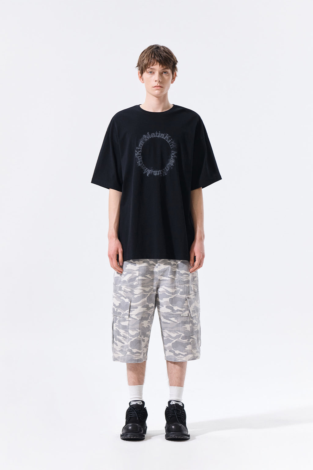 Matin Kim - Camouflage Cargo Bermuda Pants (Grey) product image 11 | TRAB K-Fashion Australia