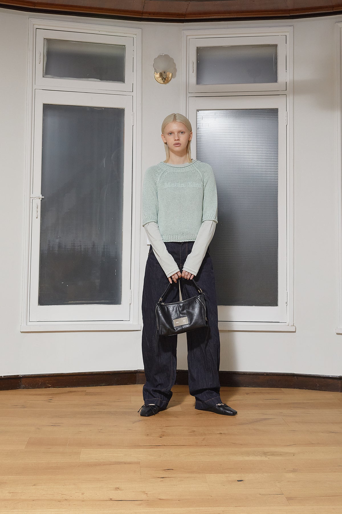 Matin Kim - Three Quarter Sleeve Logo Knit Pullover (Mint) product image 8 | TRAB K-Fashion Australia