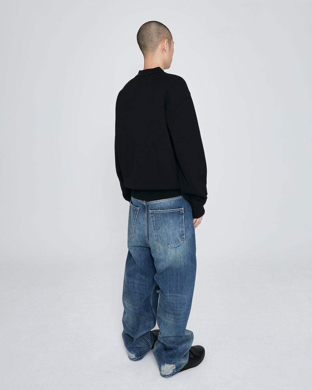 yeseyesee - Knit Zip Up Polo Cardigan (Black) product image 9 | TRAB K-Fashion Australia