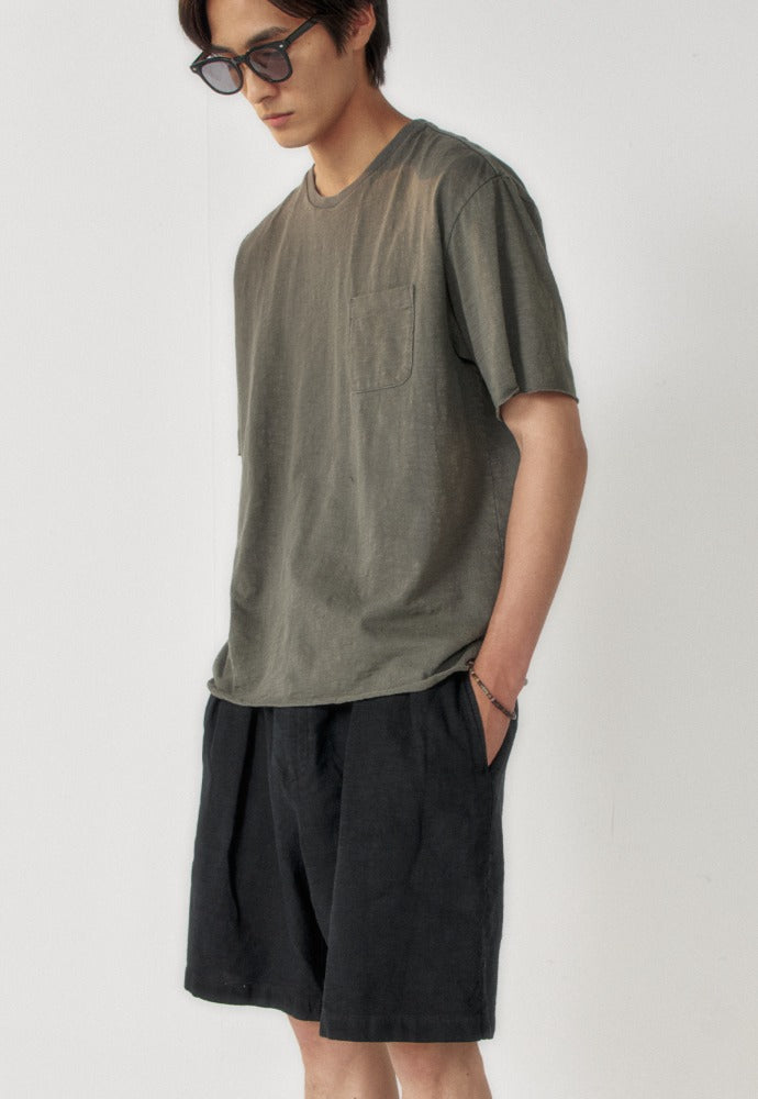Art if acts - Washed Linen Two Tuck Shorts (Black) product image 1 | TRAB K-Fashion Australia