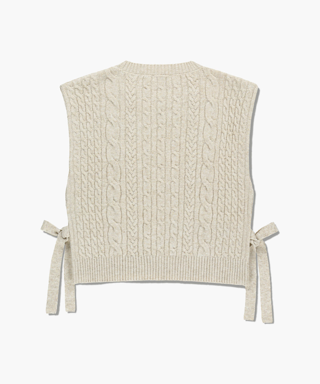 Marithe & Francois Girbaud - Side Ribbon Knit Vest (Ivory) product image 7 | TRAB K-Fashion Australia