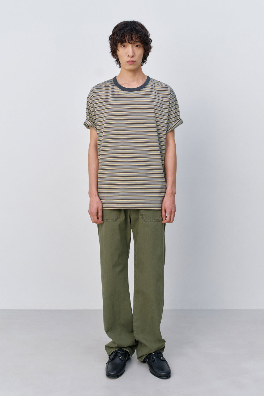 Insilence - Border Stripe T-shirt (Brown) product image 1 | TRAB K-Fashion Australia