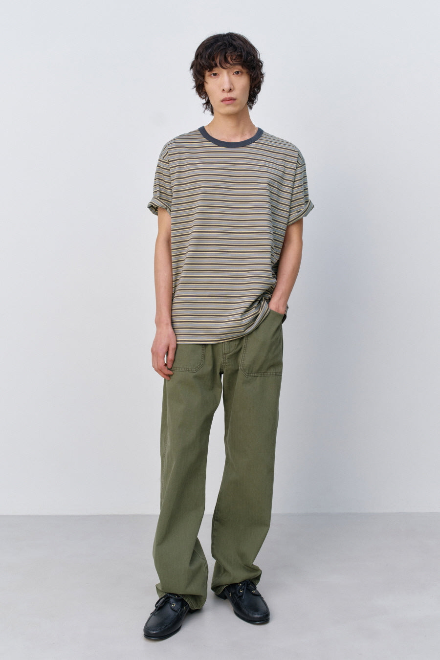 Insilence - Border Stripe T-shirt (Brown) product image 5 | TRAB K-Fashion Australia