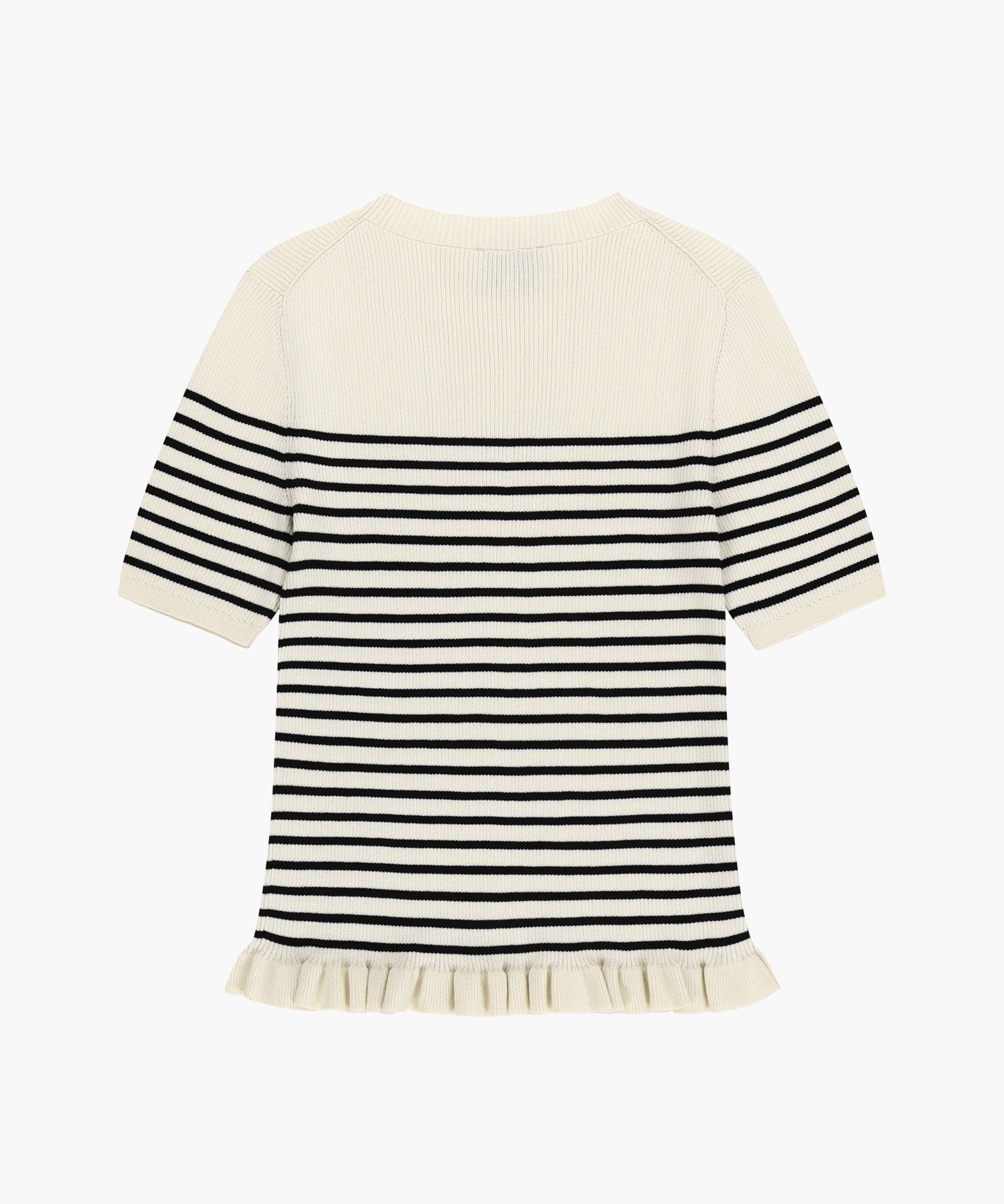 Marithe & Francois Girbaud - Ruffle Point Stripe Half Knit Pullover (Beige) product image 7 | TRAB K-Fashion Australia