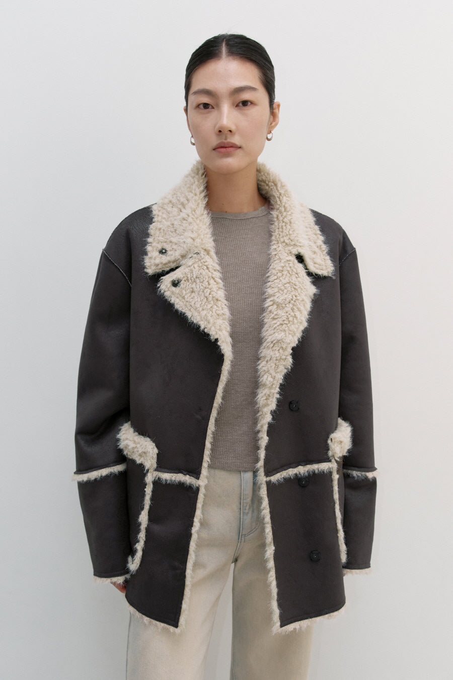 Insilence - Reversible Fur Mustang (Cream Brown) product image 1 | TRAB K-Fashion Australia