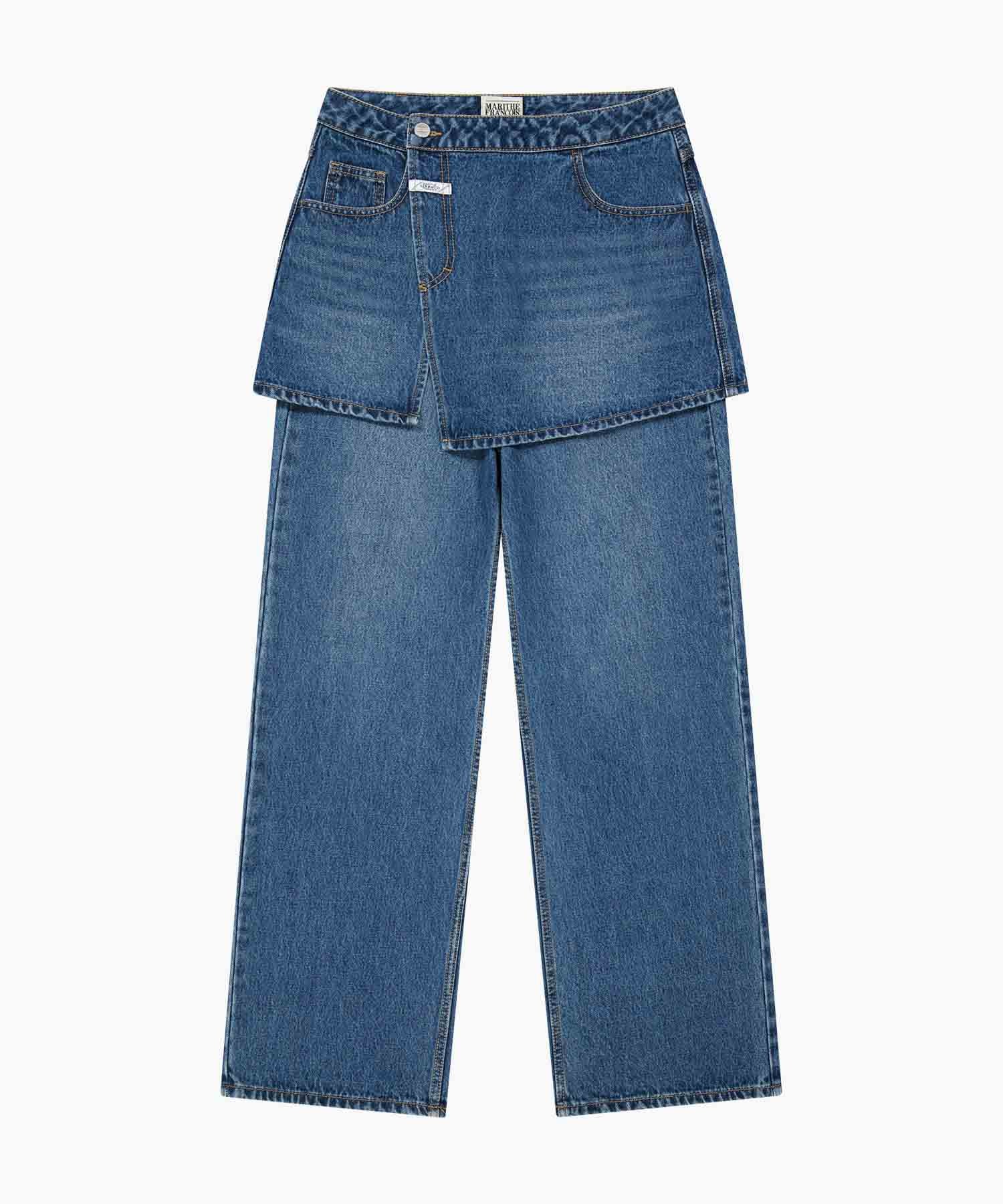 Marithe & Francois Girbaud - Layered Skirt Denim Pants (Blue) product image 9 | TRAB K-Fashion Australia