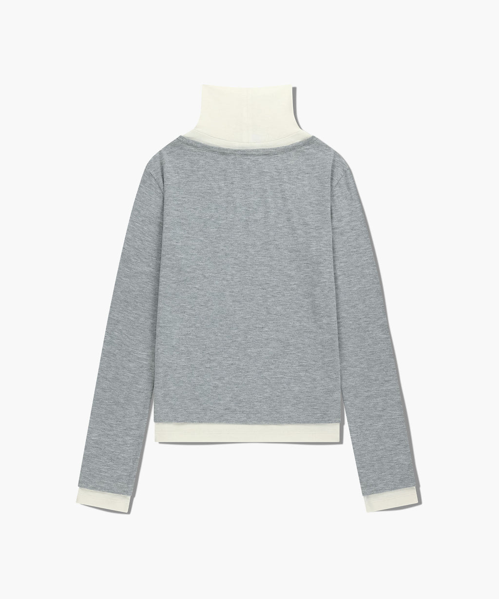 Marithe & Francois Girbaud - Layered Turtle Neck Long Sleeve (Heather Gray) product image 7 | TRAB K-Fashion Australia