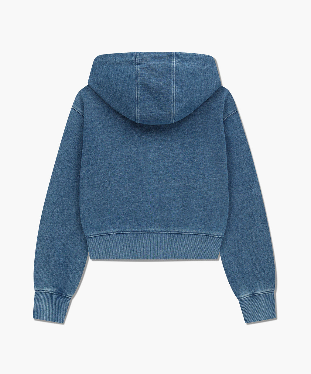 Marithe & Francois Girbaud - Embroidery Classic Logo Crop Hoodie Zipup (Blue) product image 7 | TRAB K-Fashion Australia