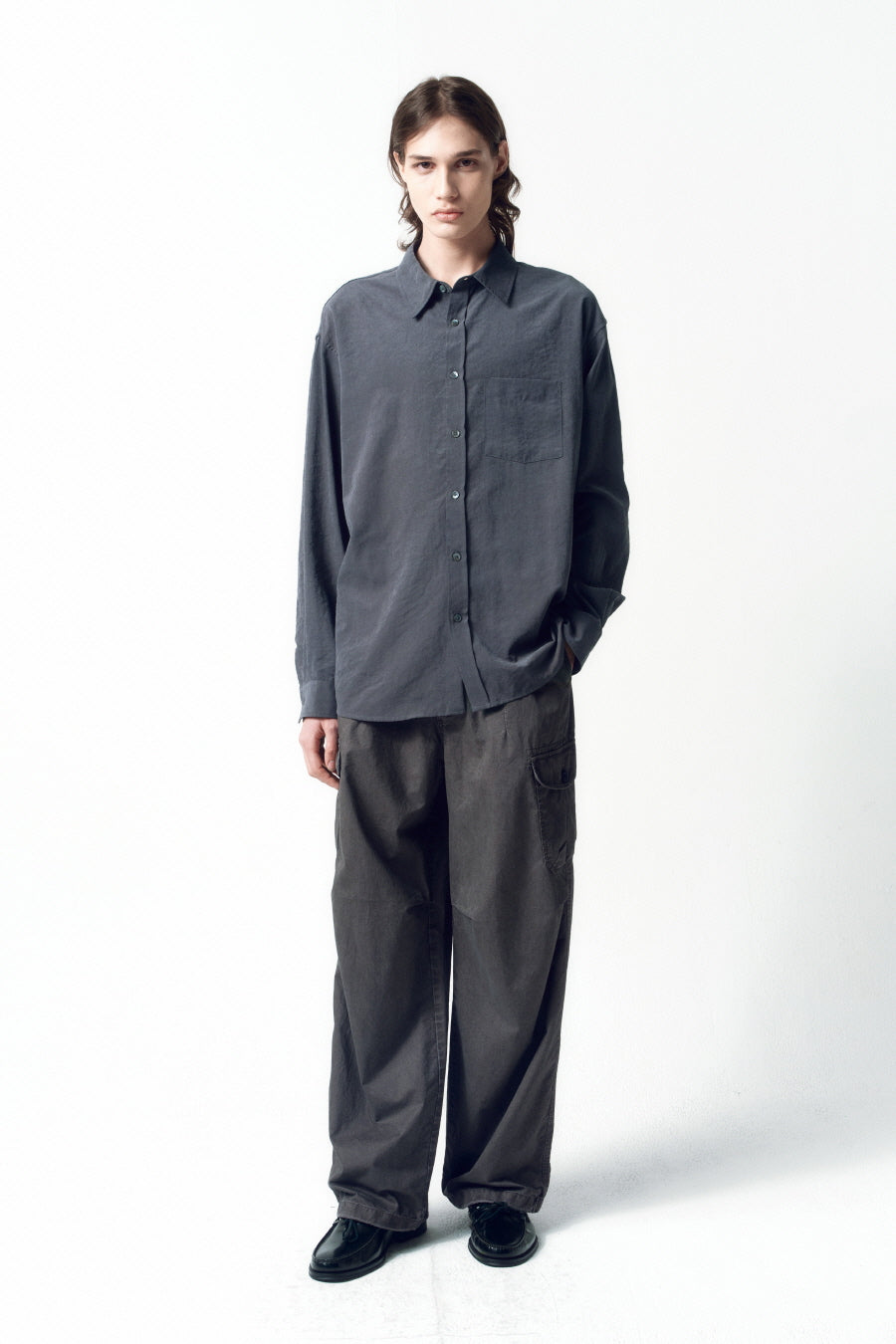 Insilence - Drape Dove Shirt (Grey) product image 1 | TRAB K-Fashion Australia