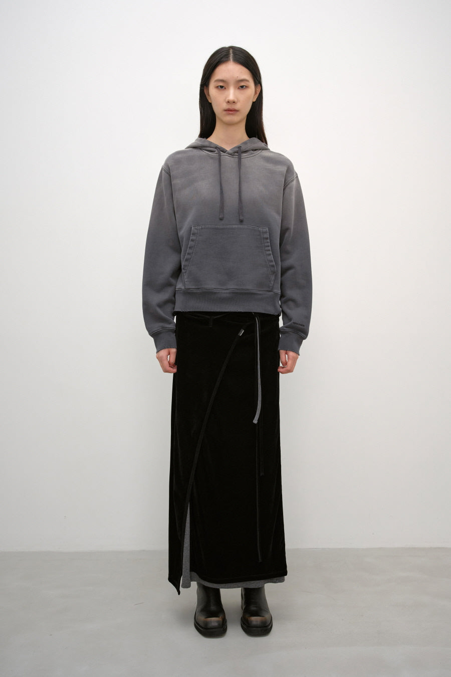 Insilence - Washed Color Soft Hoodie (Charcoal) product image 3 | TRAB K-Fashion Australia