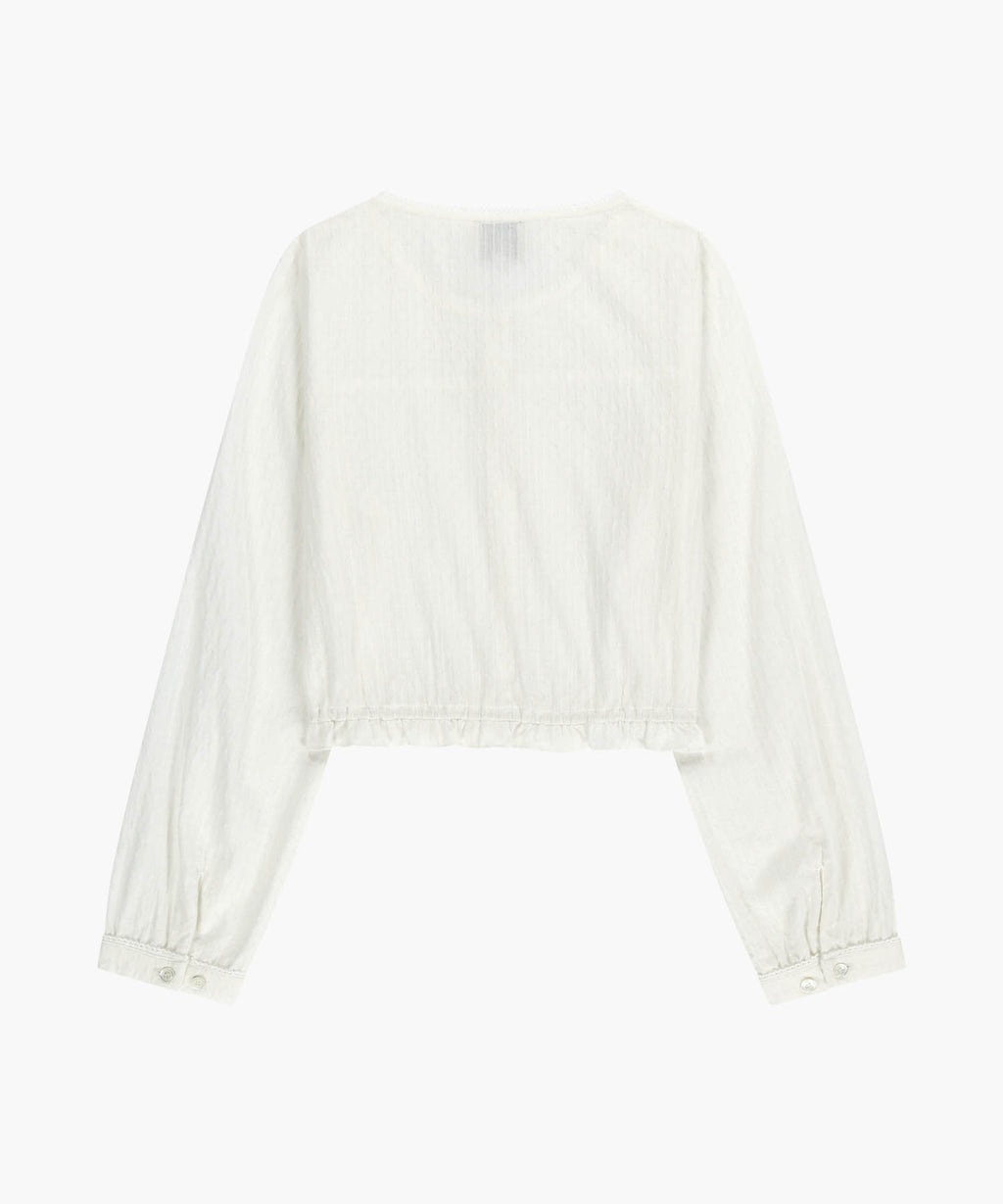 Marithe & Francois Girbaud - Lace Shirring Crop Blouse (White) product image 7 | TRAB K-Fashion Australia