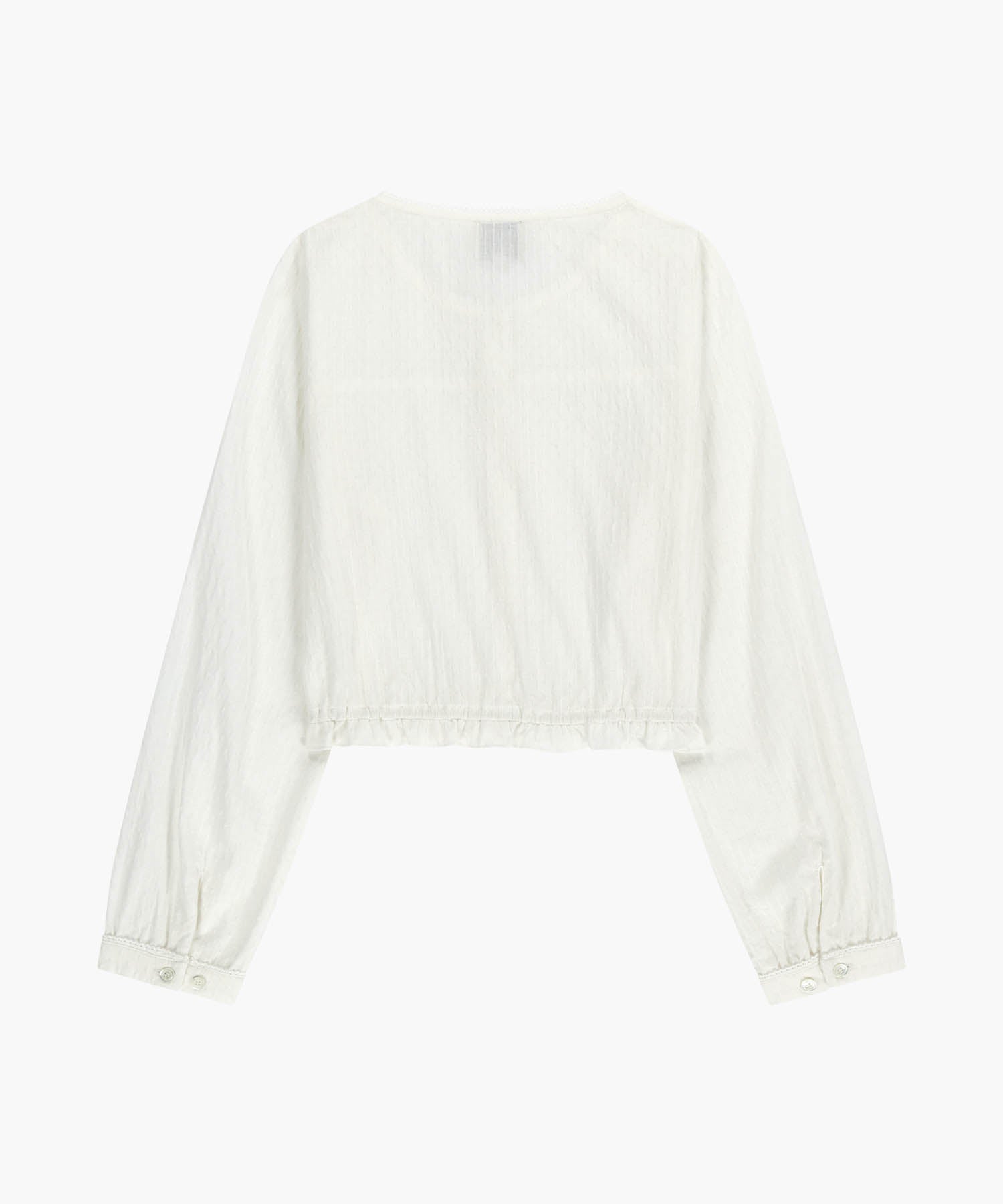 Marithe & Francois Girbaud - Lace Shirring Crop Blouse (White) product image 7 | TRAB K-Fashion Australia
