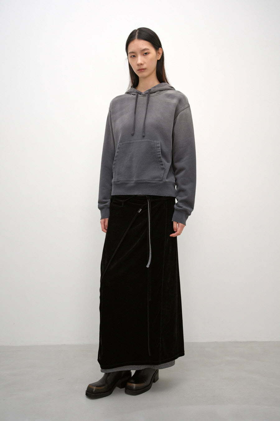 Insilence - Washed Color Soft Hoodie (Charcoal) product image 4 | TRAB K-Fashion Australia