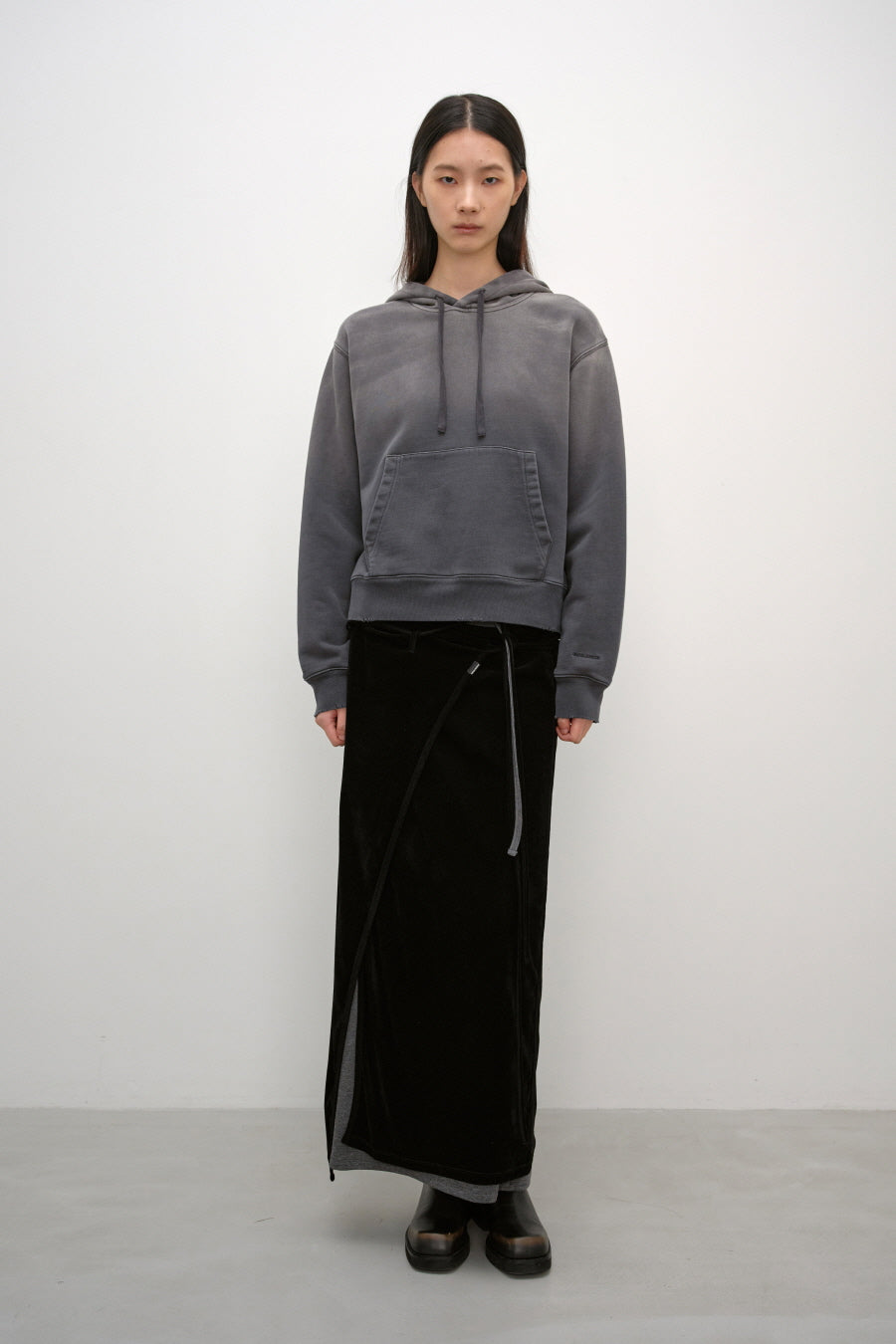 Insilence - Layered Velour Wrap Skirt (Black) product image 5 | TRAB K-Fashion Australia