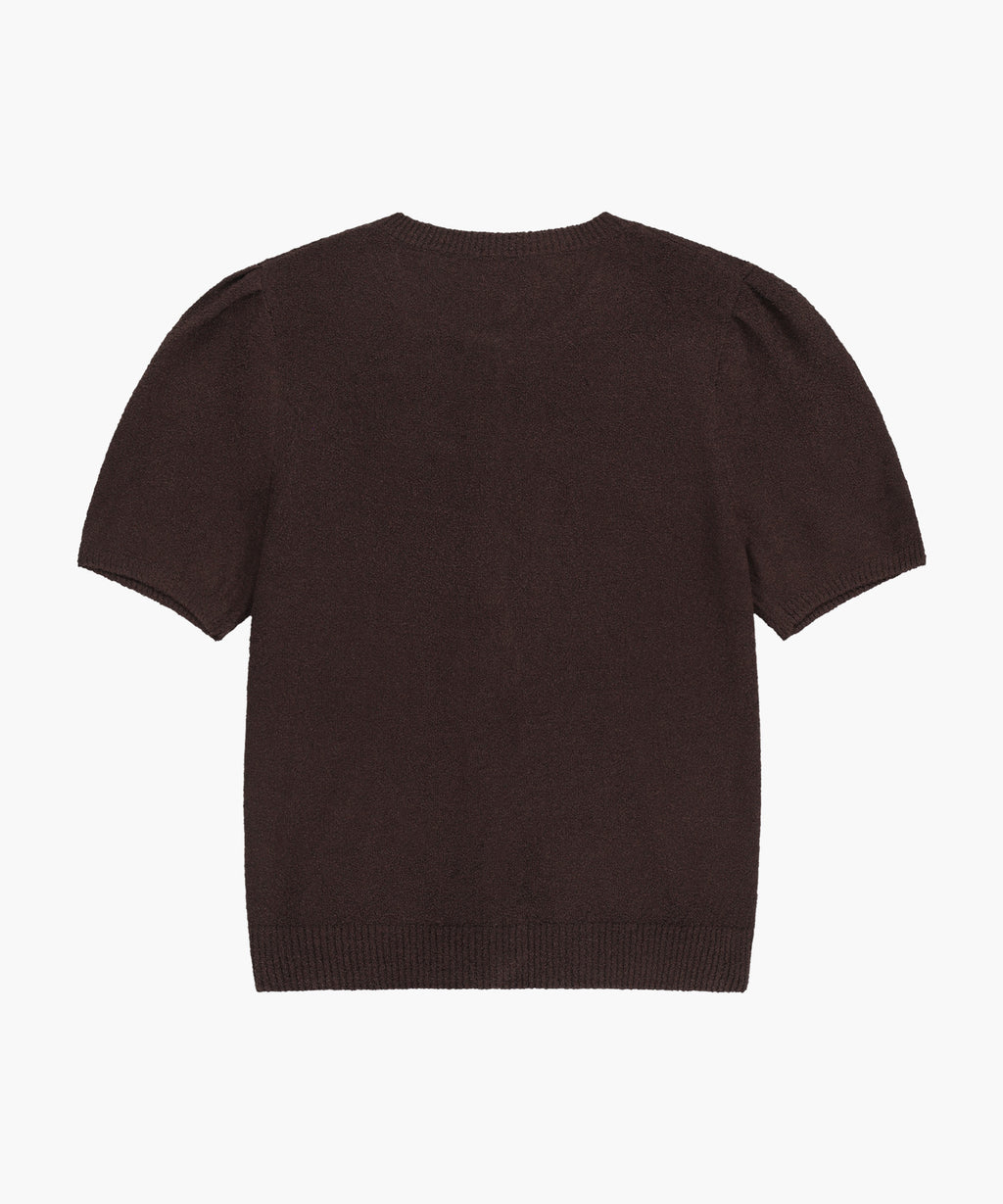 Marithe & Francois Girbaud - Puff Sleeve Half Knit Cardigan (Dark Brown) product image 7 | TRAB K-Fashion Australia