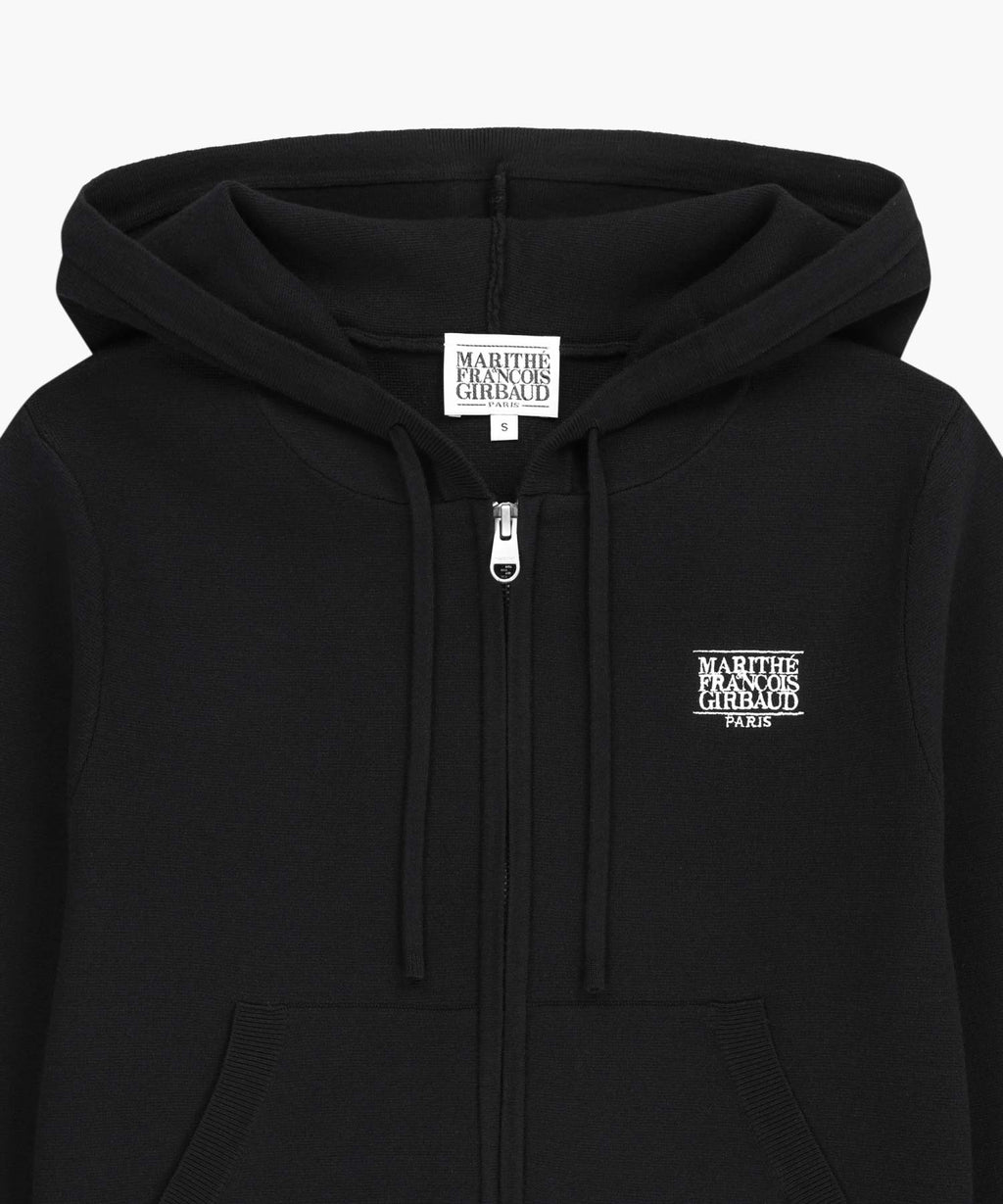 Marithe & Francois Girbaud - Small Classic Logo Crop Knit Hoodie Zipup (Black) product image 7 | TRAB K-Fashion Australia