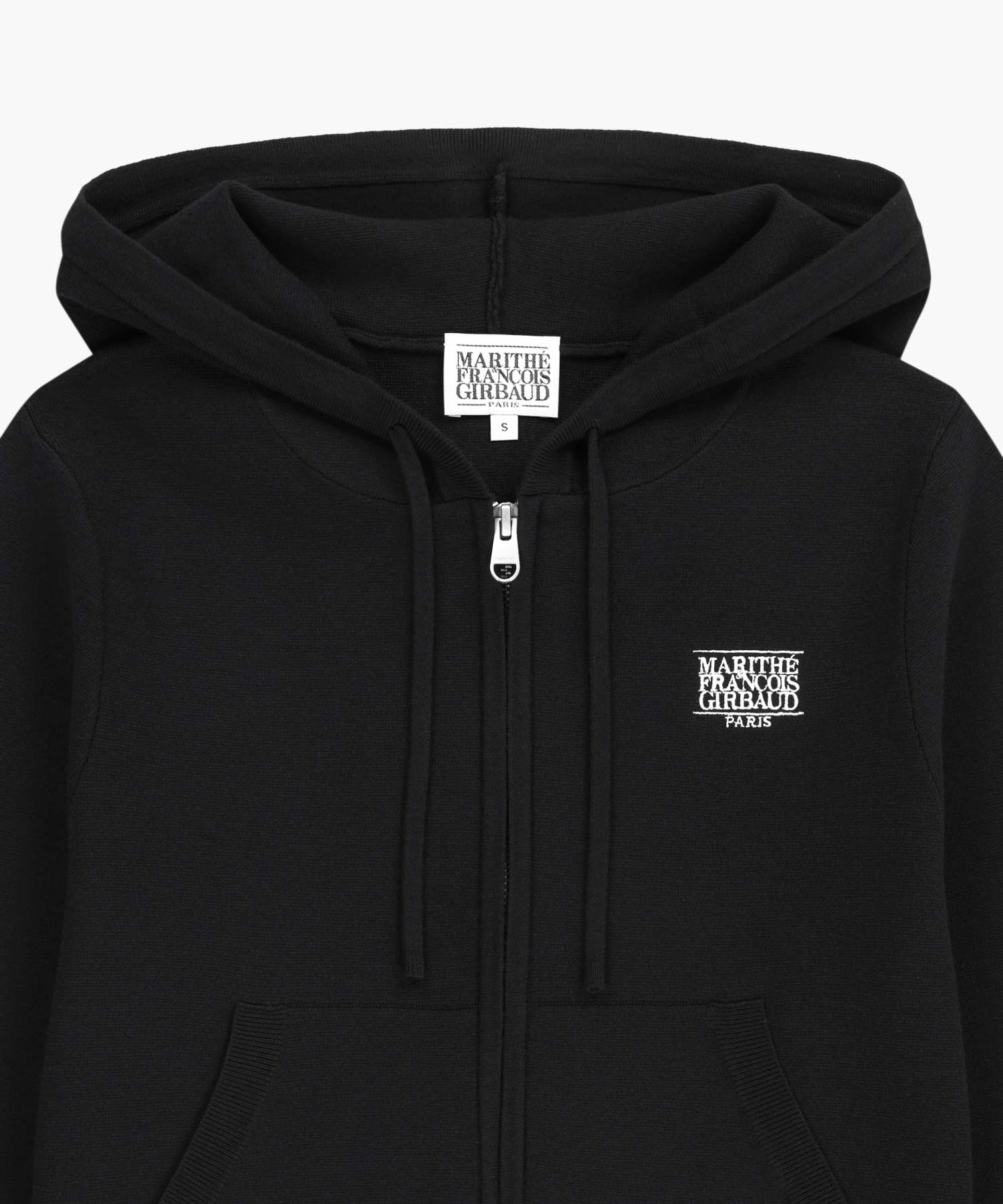 Marithe & Francois Girbaud - Small Classic Logo Crop Knit Hoodie Zipup (Black) product image 7 | TRAB K-Fashion Australia