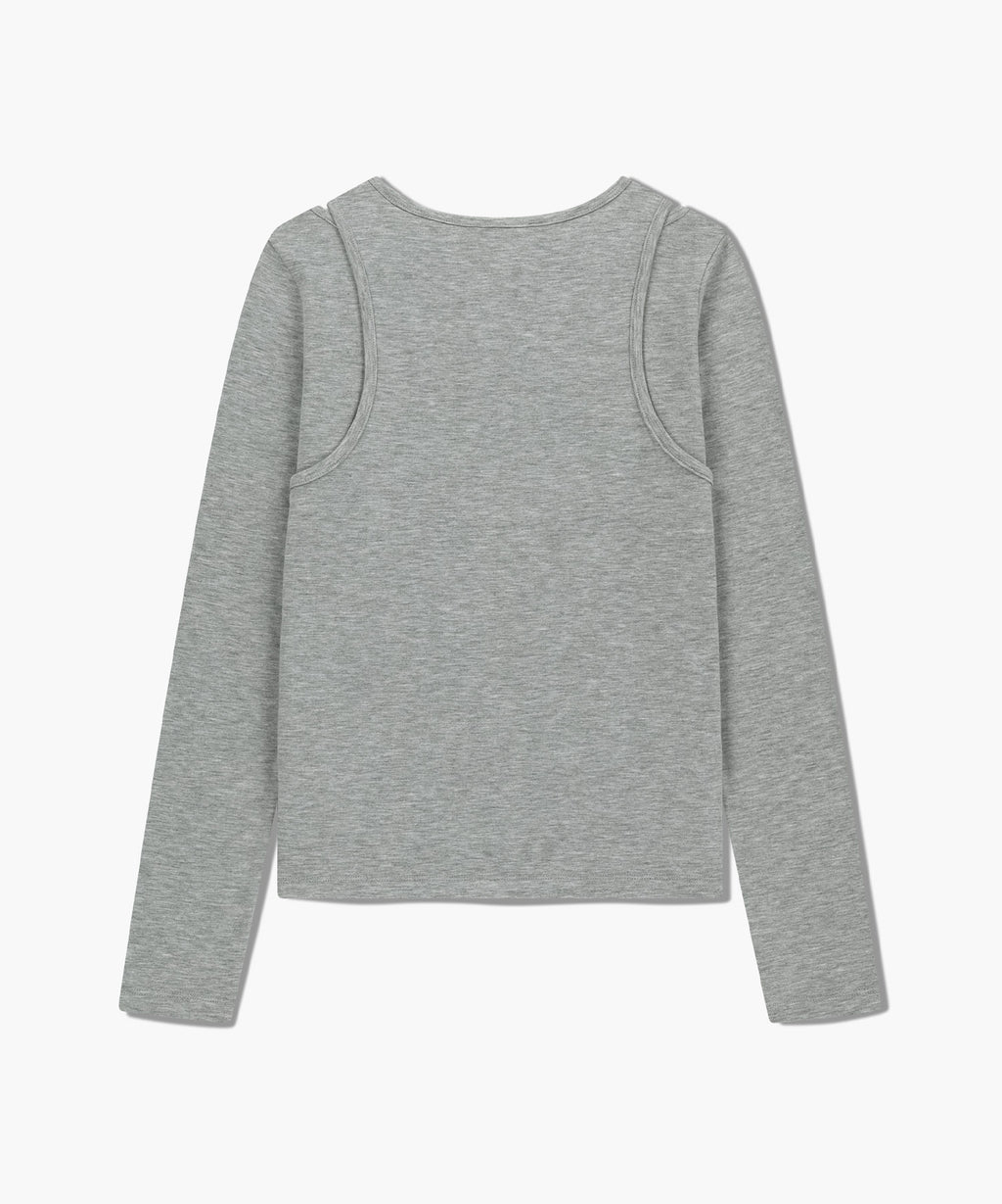 Marithe & Francois Girbaud - Layered Jersey Long Sleeve (Light Heather Gray) product image 7 | TRAB K-Fashion Australia