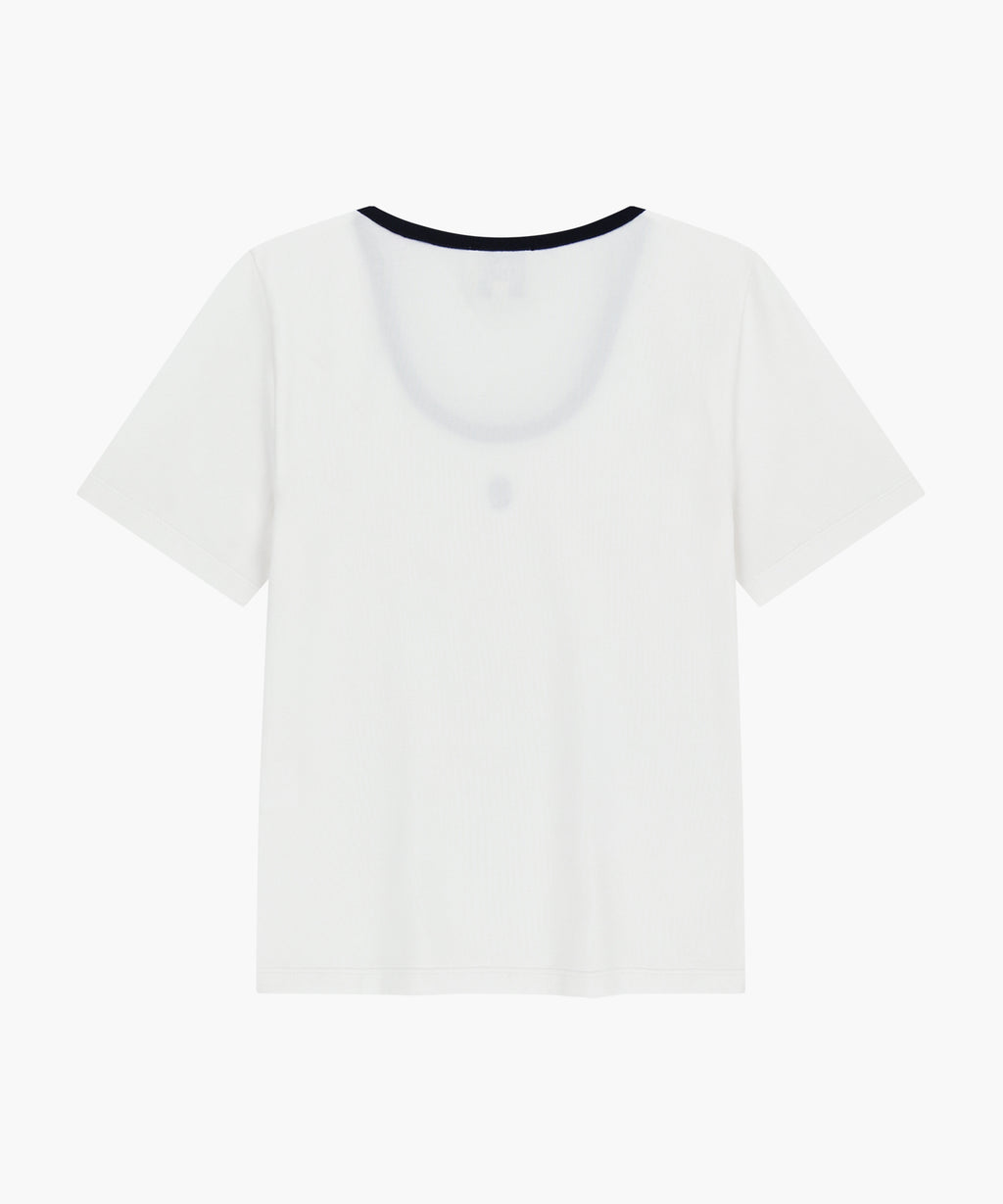 Marithe & Francois Girbaud - Deep Neck Ringer Tee (White) product image 7 | TRAB K-Fashion Australia