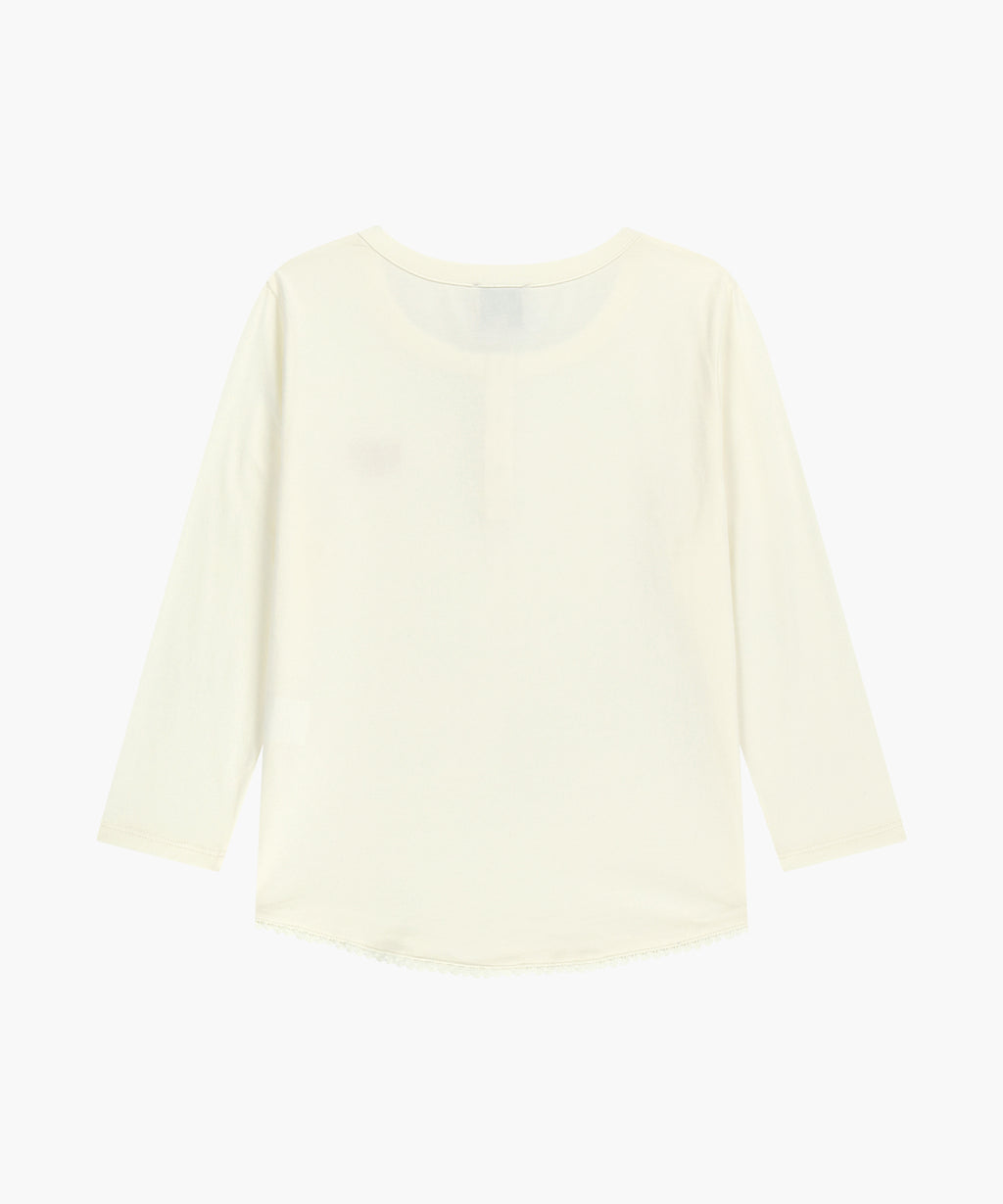 Marithe & Francois Girbaud - Small Classic Logo Henley Neck 3/4 Sleeve Tee (Ivory) product image 7 | TRAB K-Fashion Australia