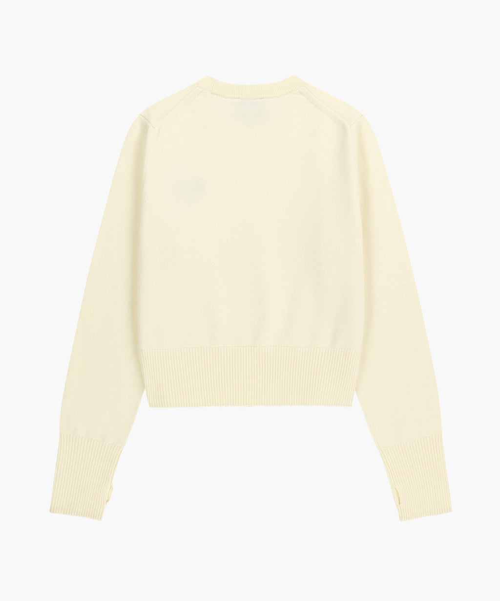 Marithe & Francois Girbaud - Small Classic Logo Crop Knit Pullover (Ivory) product image 9 | TRAB K-Fashion Australia