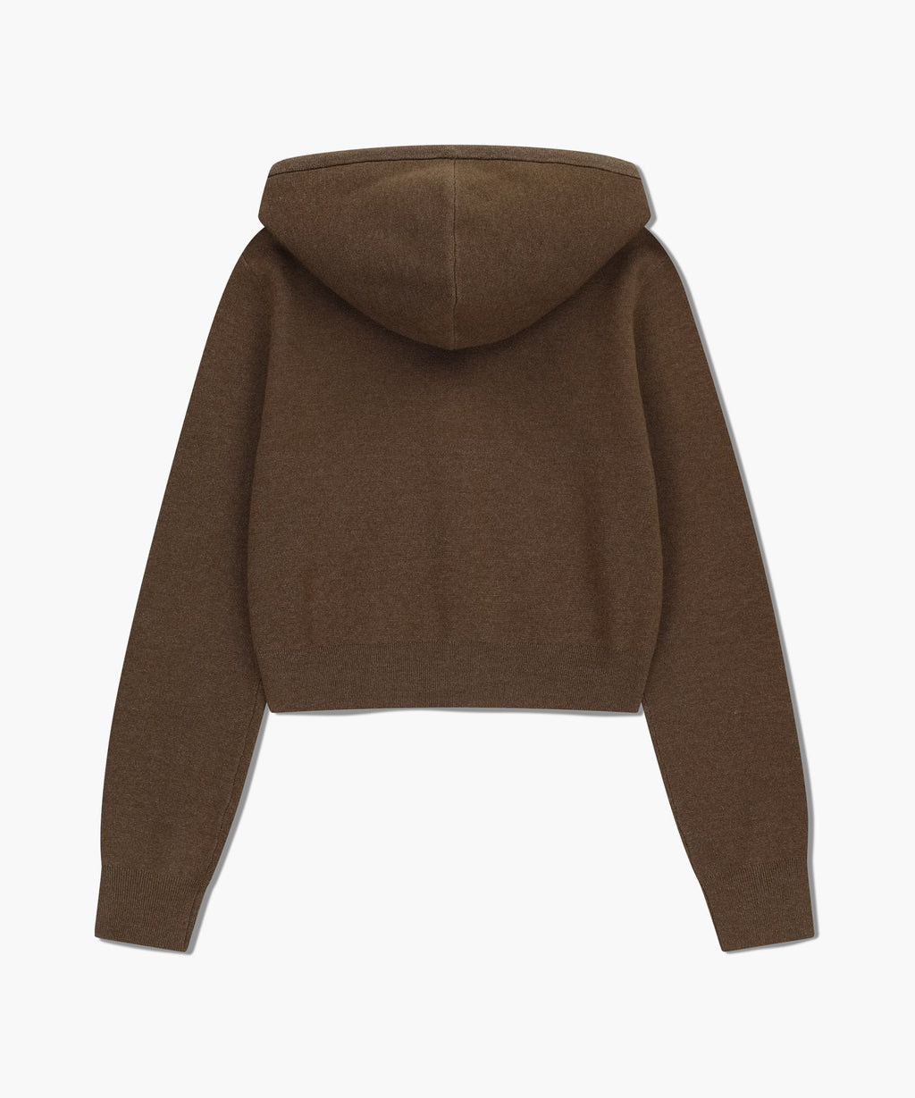Marithe & Francois Girbaud - Classic Logo Crop Knit Hoodie Zipup (Brown) product image 7 | TRAB K-Fashion Australia