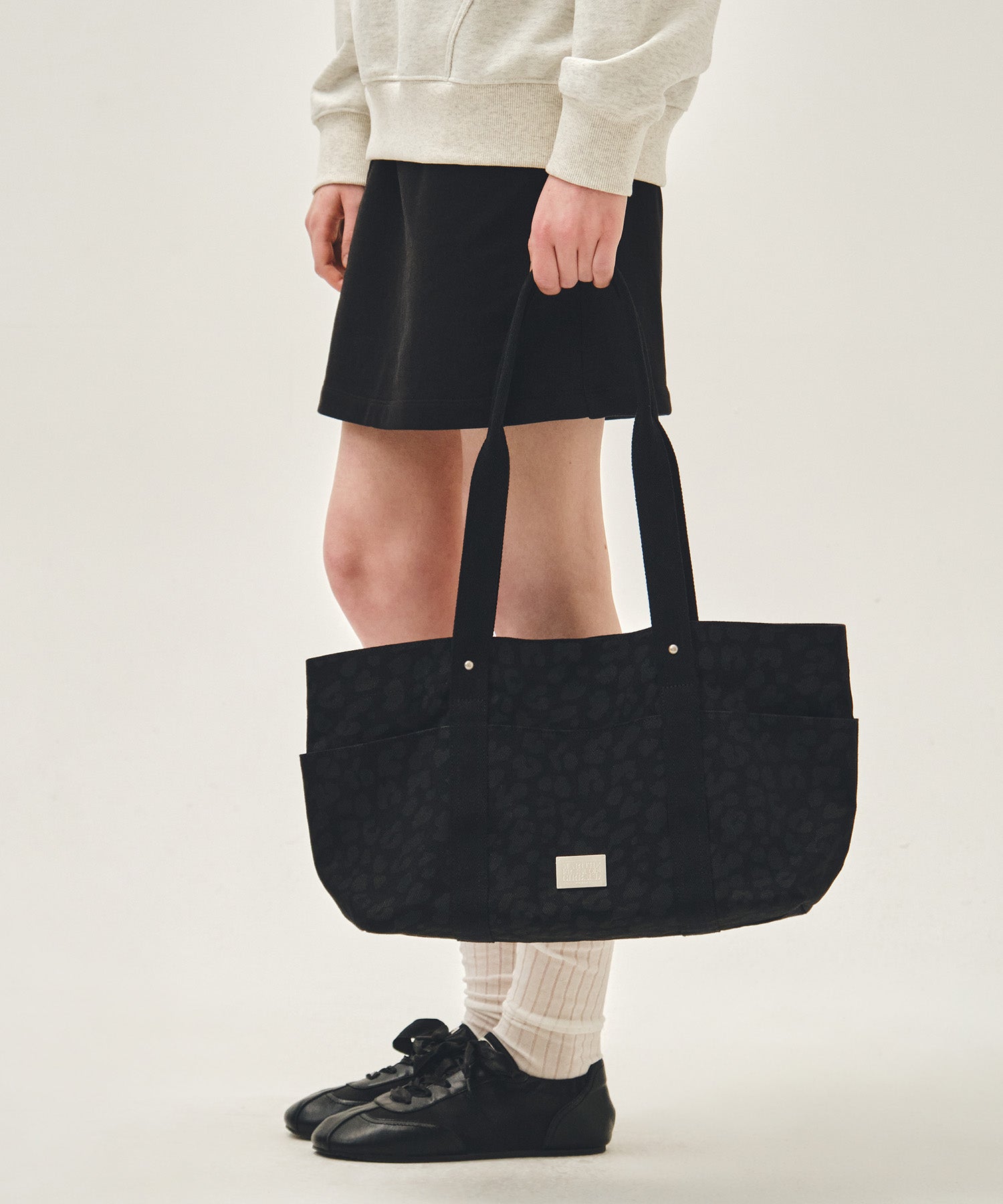Marithe & Francois Girbaud - Classic Logo Pattern Canvas Shoulder Bag (Black) product image 7 | TRAB K-Fashion Australia