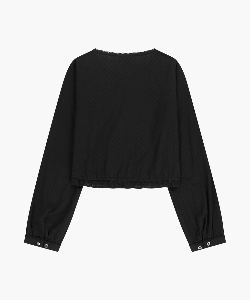 Marithe & Francois Girbaud - Lace Shirring Crop Blouse (Black) product image 7 | TRAB K-Fashion Australia