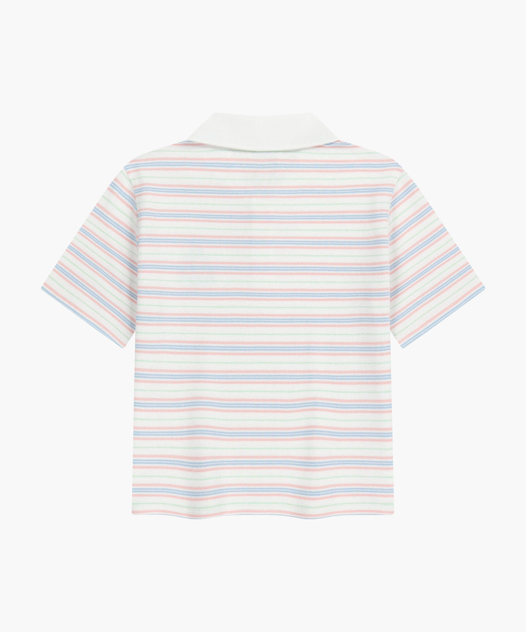 Marithe & Francois Girbaud - Stripe Slim Crop Collar Tee (Ivory) product image 7 | TRAB K-Fashion Australia