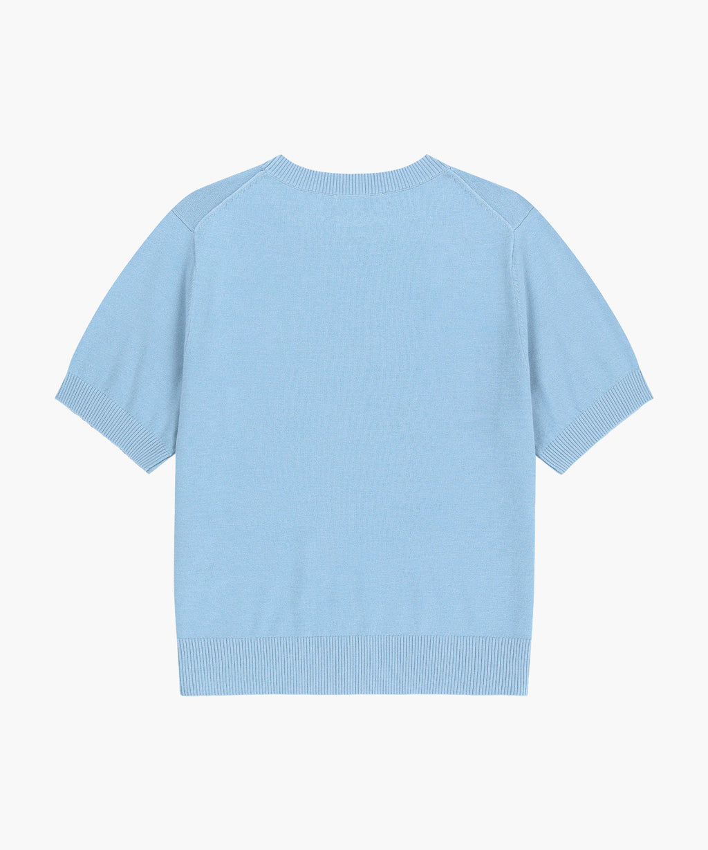 Marithe & Francois Girbaud - Small Classic Logo Half Knit Pullover (Sky Blue) product image 7 | TRAB K-Fashion Australia