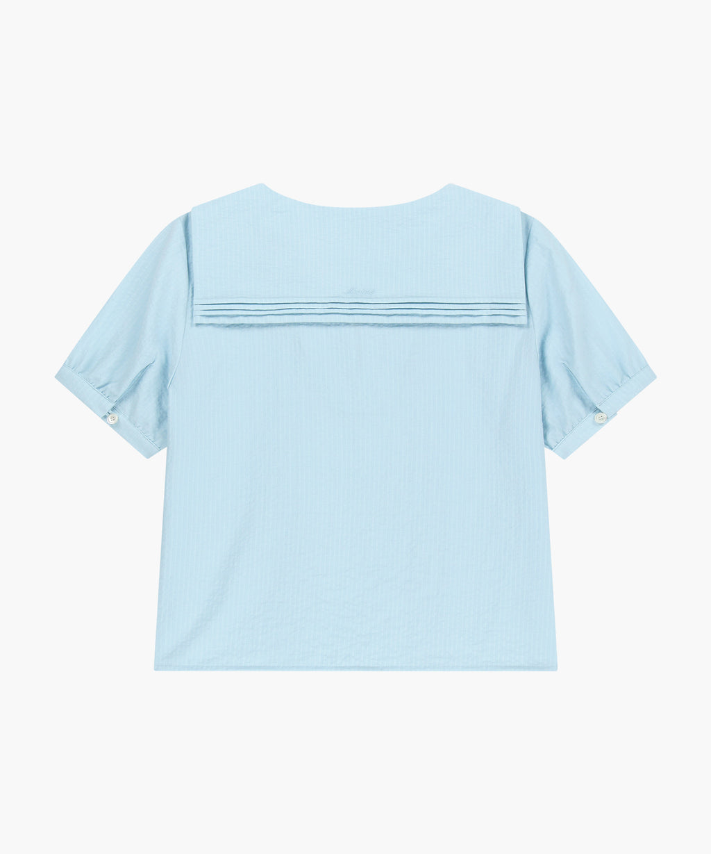 Marithe & Francois Girbaud - Pin Tuck Sailor Half Sleeve Shirt (Sky Blue) product image 7 | TRAB K-Fashion Australia
